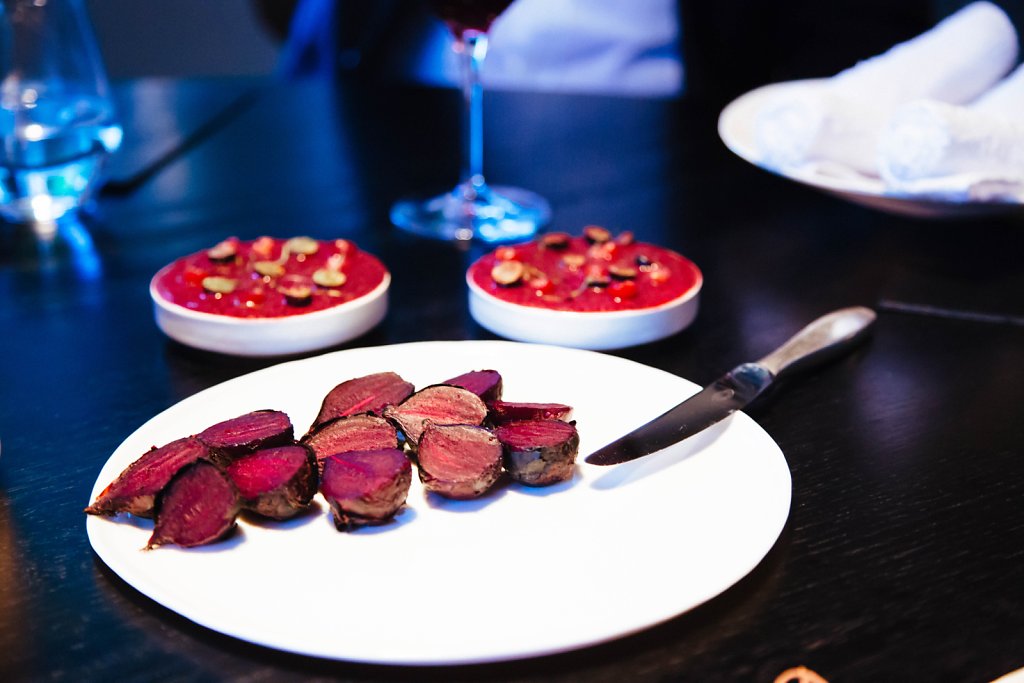 Grilled beets and marrow