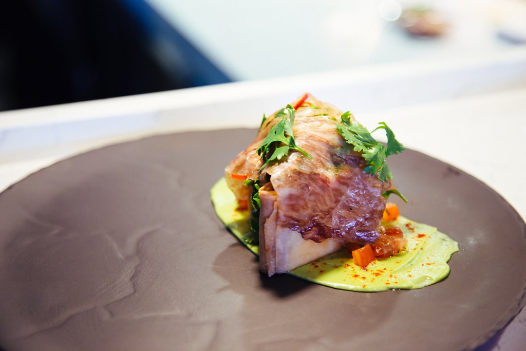 Wagyu pastilla, tomato & coriander salsa and air dried wagyu