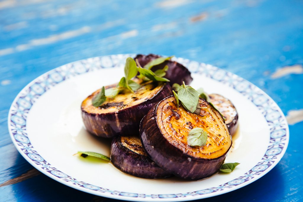 Aubergine and olive oil