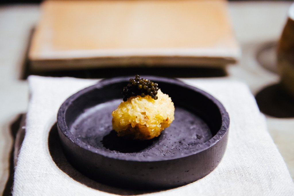 Foie gras croquette and caviar